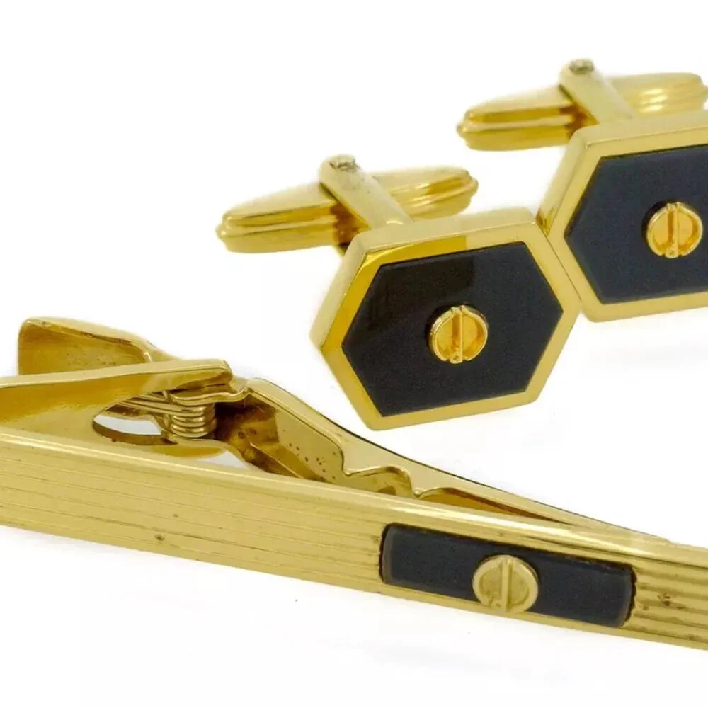 dunhill cuff 2 items set Gold Hardware Authentic used T9987
